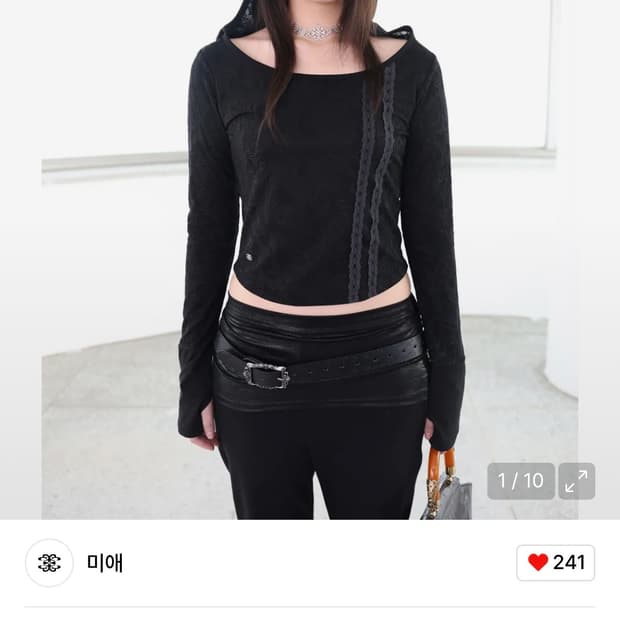 미애 플로럴 쟈가드 후드 블랙