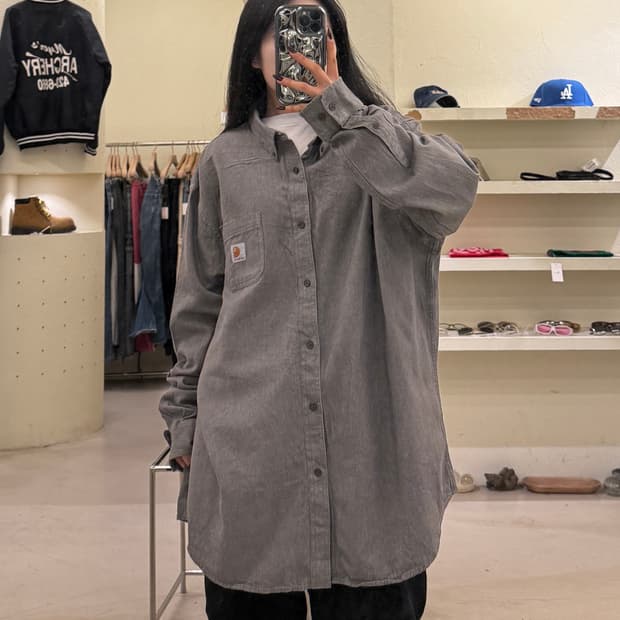 칼하트 빈티지 버튼다운 셔츠 그레이 U1274