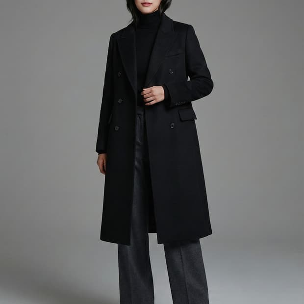 JEUNE 울 블렌드 더블 롱 코트