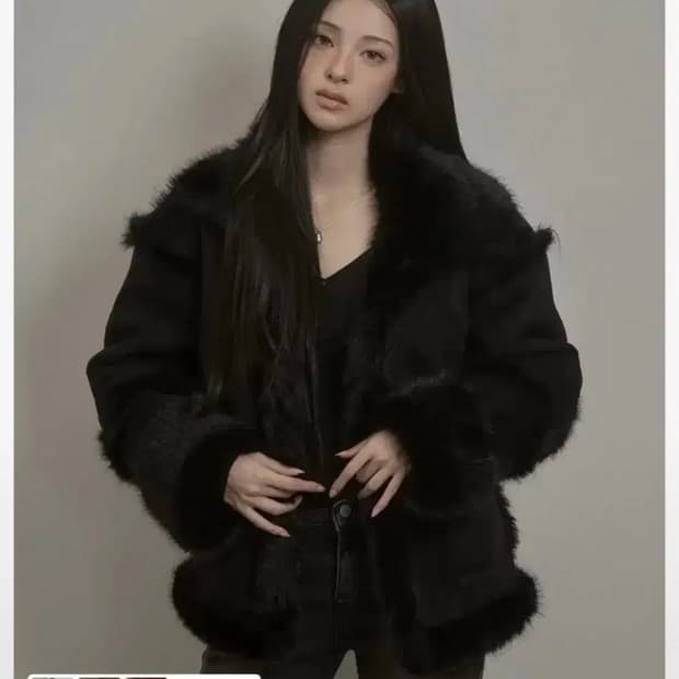 카키포인트 시어링 무스탕 블랙