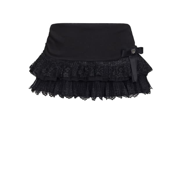 포어링 CHIFFON LACE MINI SKIRT