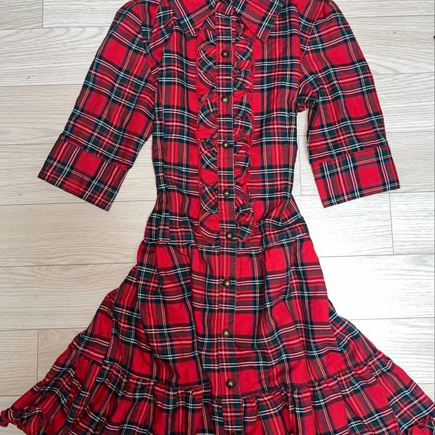 nana punk red plaid ruffled op