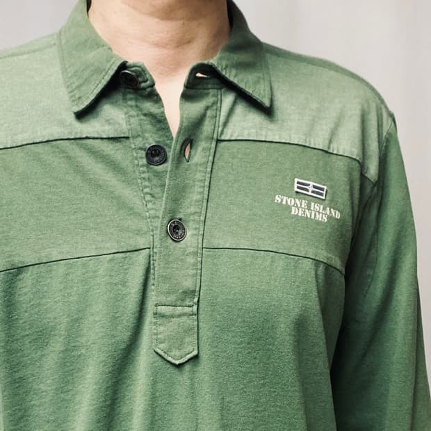 스톤아일랜드 데님 라인 - 면 100% 긴팔 카키 티셔츠 105 XL