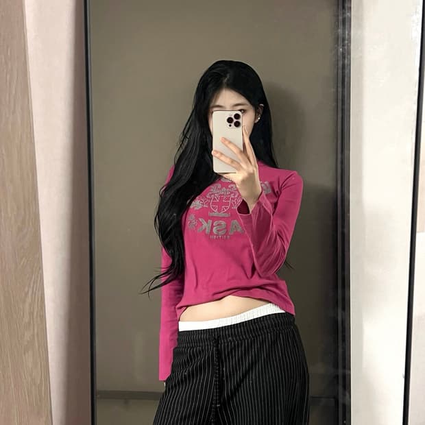 Japanese Vintage ASK 클래식 엠블럼 로즈 슬림 슬리브