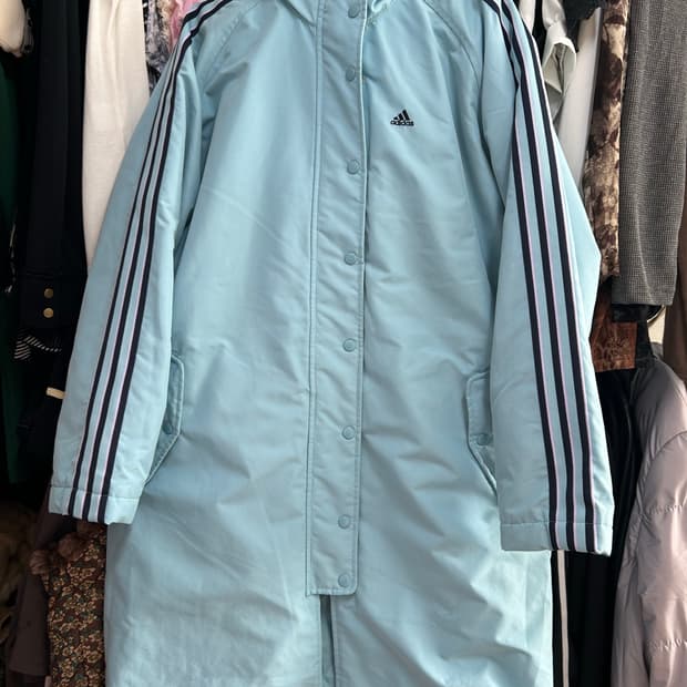 아디다스 올드스쿨 스카이블루 롱 자켓