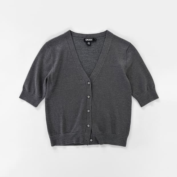 빈티지 DKNY 울 블랜드 반팔 가디건