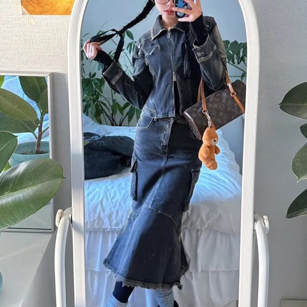 프렌다 데님 자켓 스커트 셋업