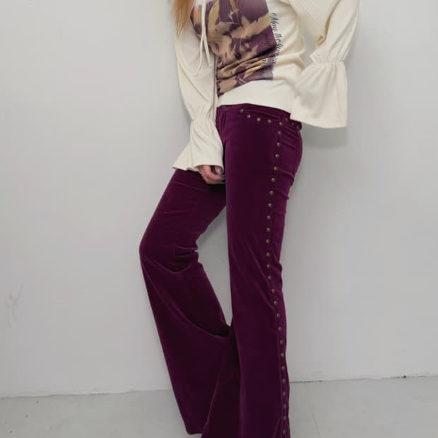 퍼플 스터드 디테일 팬츠