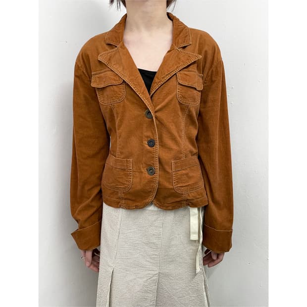 브라운 코듀로이 버튼 자켓