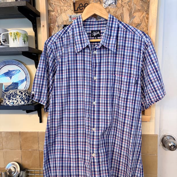 90 스투시 체크 셔츠