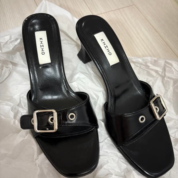 기호 khiho 버클 스트랩 뮬 힐 블랙 225