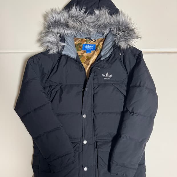 (105)아디다스 후드 퍼 패딩 블랙