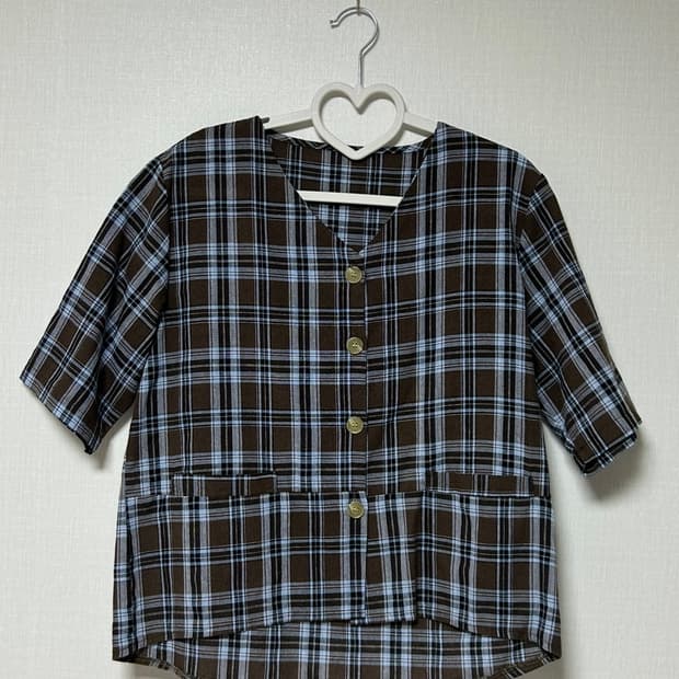 체크 반팔 셔츠