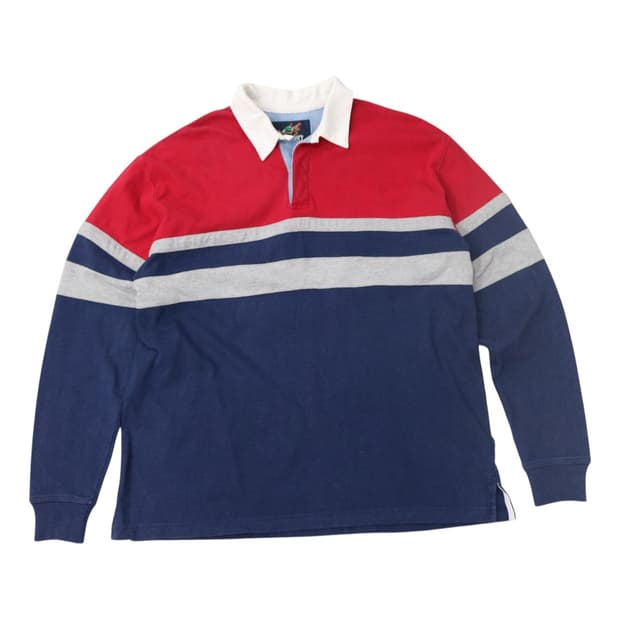 LANDS' END 랜드엔드 빈티지 컬러블록 럭비 셔츠 (XL)