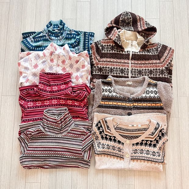 jpn 하구미 스즈코 너드 모리걸 노르딕 패턴 상의☃️💓