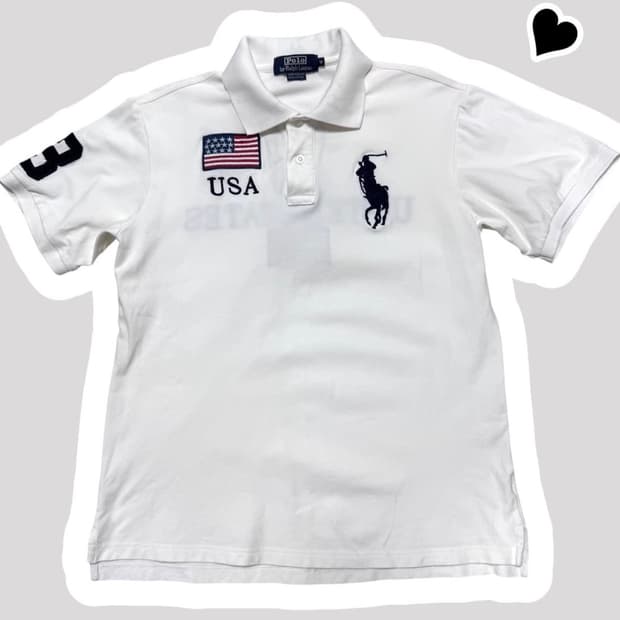 폴로 랄프로렌 치프키프 USA 성조기 빅포니 화이트 반팔카라티