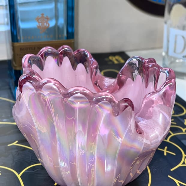 50s Murano Ruffled pink Opaline ArtGlass