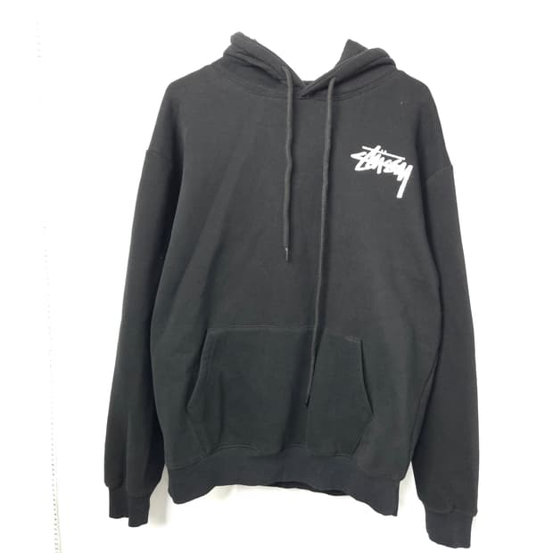 77 (120)스투시 기모 후드 티셔츠 블랙