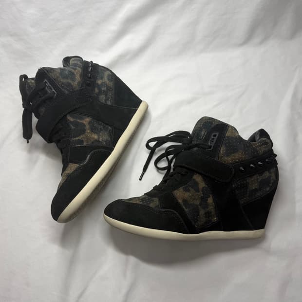 [38] ASH 아쉬 웨지힐 스니커즈 스터드 레오파드 