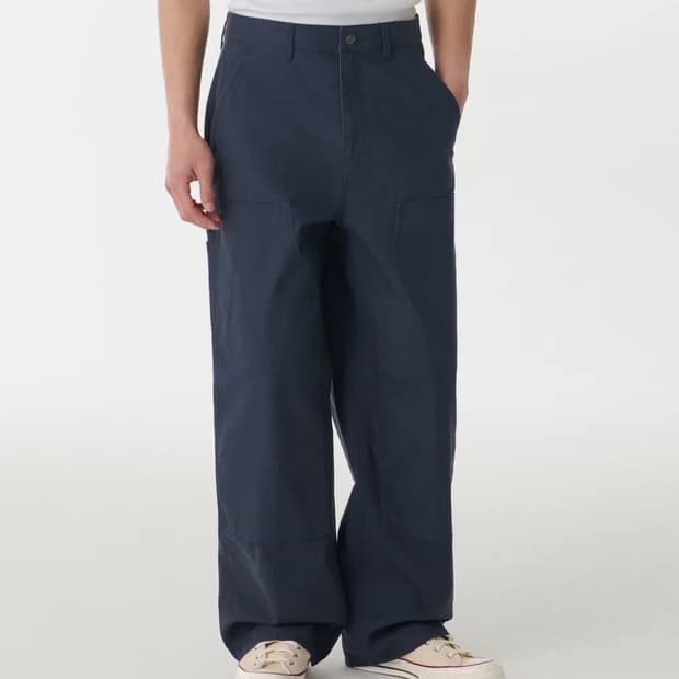 무탠다드 캔버스 와이드 더블 니 카펜터 팬츠(아이언그레이)