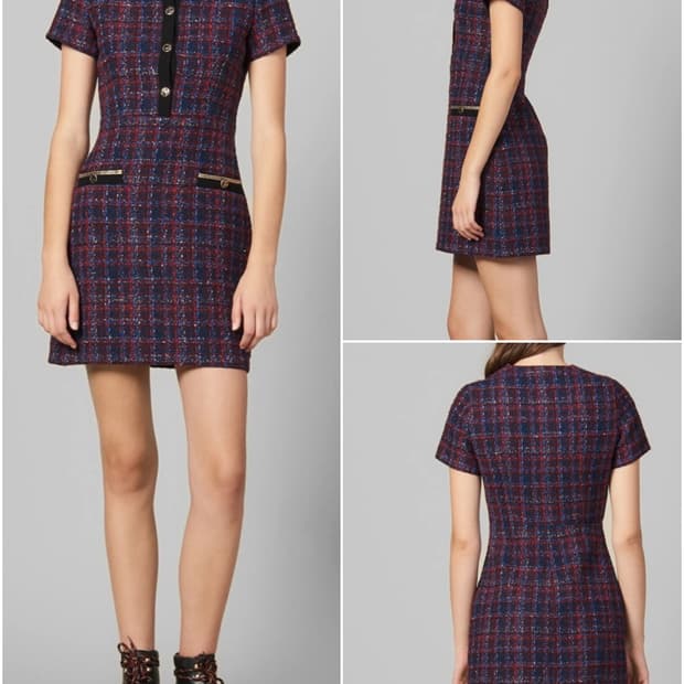 sandro 산드로 여성 트위드 반팔 원피스 36 _ 퍼플