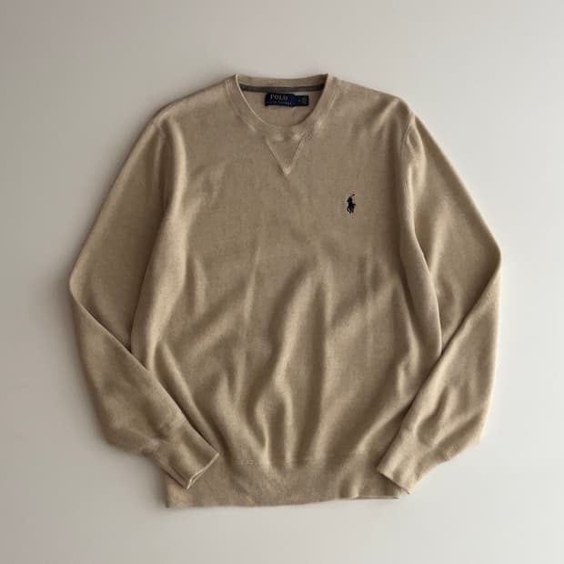 폴로 랄프로렌 베이지 라운드넥 니트 M