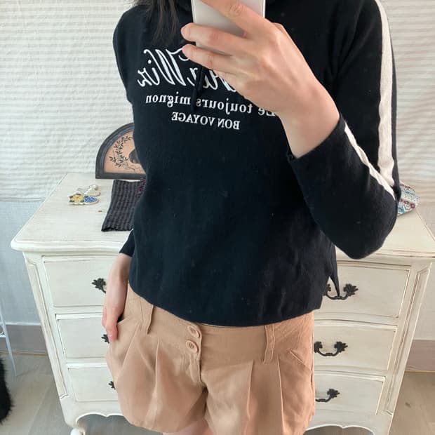 빈티지 블랙 화이트 배색 레터링 후드 y2k 스트릿 갸루 펑키  