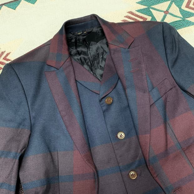 비비안 웨스트우드 런던 컬렉션 울 체크 베스트 & 블레이저 세트