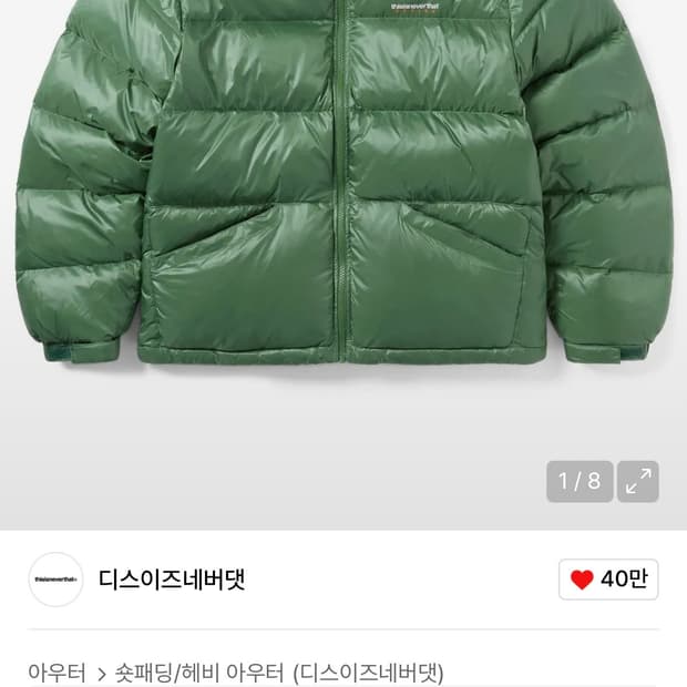 디스이즈네버댓 DSN Down Puffer Jacket Green