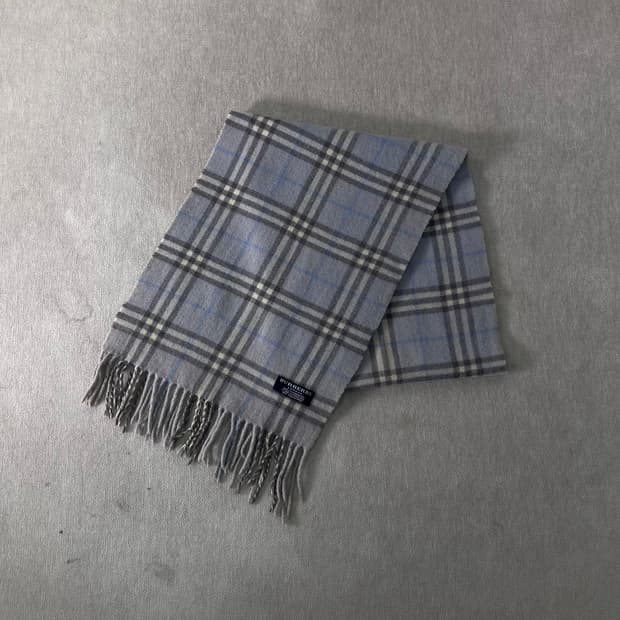 버버리 노바체크 캐시미어 스마이블루 머플러 