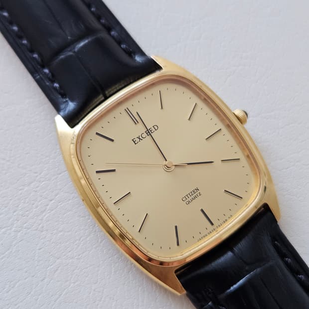 빈티지 시티즌 Exceed 금장 가죽 시계