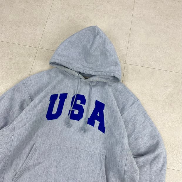  챔피온 프리미엄 리버스위브 USA 그레이 후드 티 (105)  ﻿