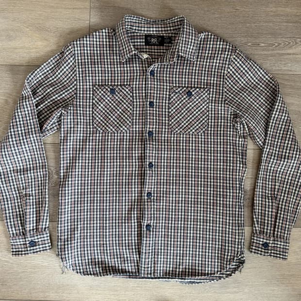 RRL 더블알엘 파렐 체크 코튼 셔츠 네이비/레드 멀티