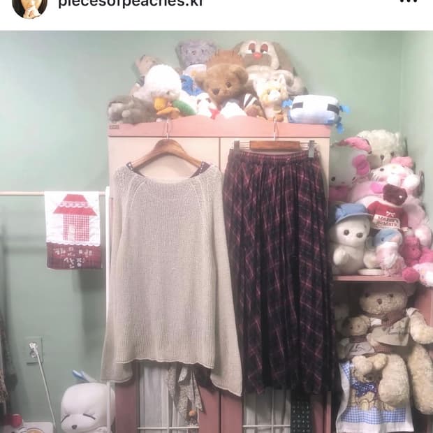 카모메산장 빈티지 모리걸 여름니트 코디 세트