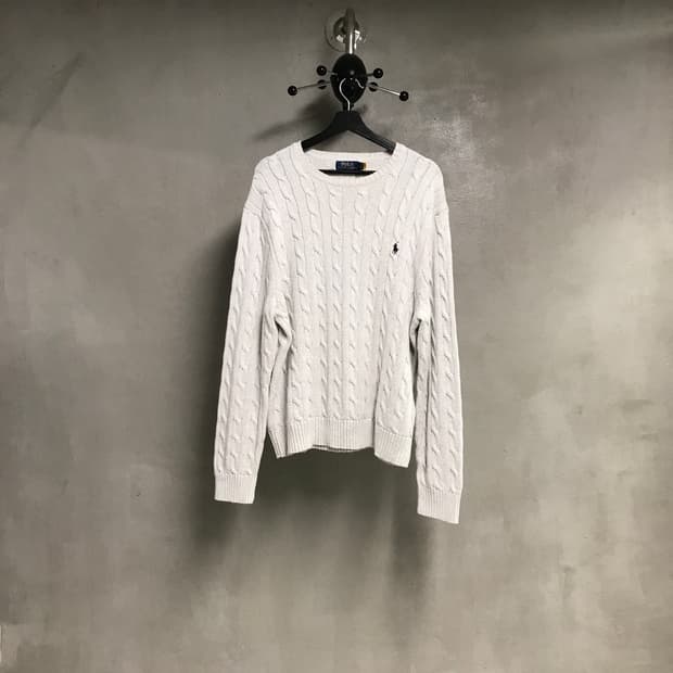 폴로 랄프로렌 케이블 니트 화이트 XL