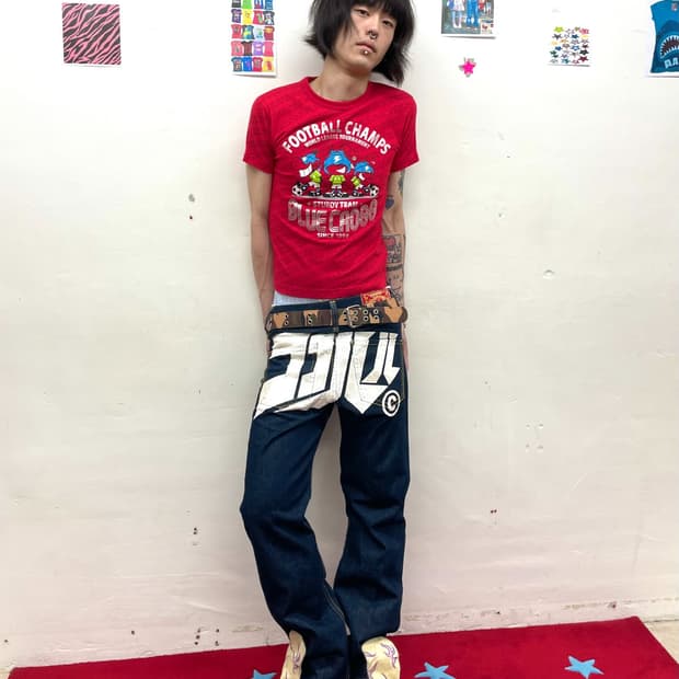 COCOLULU 20S Back-Printed Denim Pants 