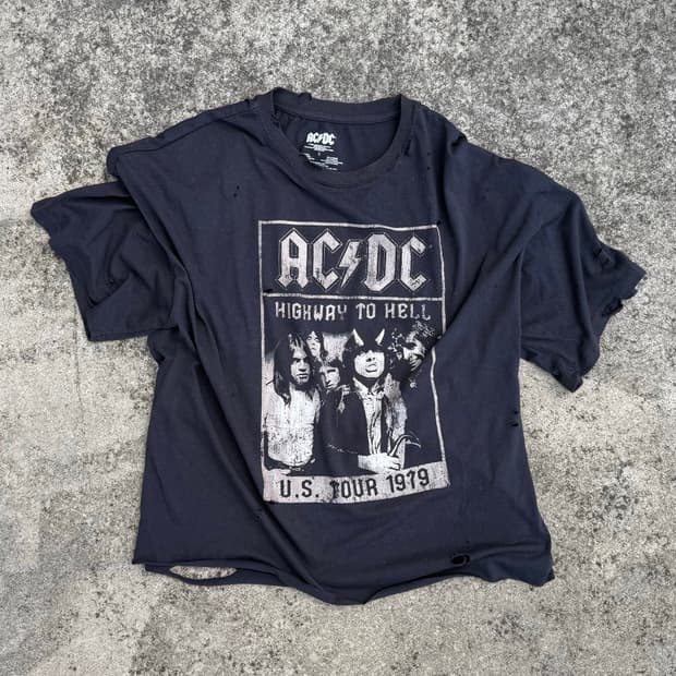 디스트레스드 복각 AC/DC 1979 투어 반팔티