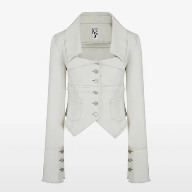 (구함)kashiko 데님 스퀘어넥 자켓 화이트 