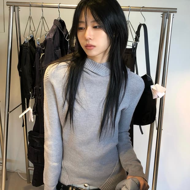 Bevan up 니트 후디