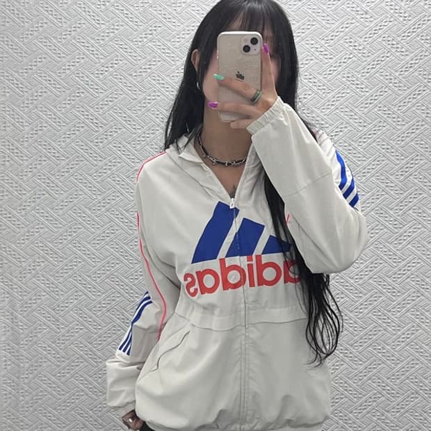 아디다스 빅로고 올드스쿨 윈드브레이커 바람막이 자켓 160 C07336