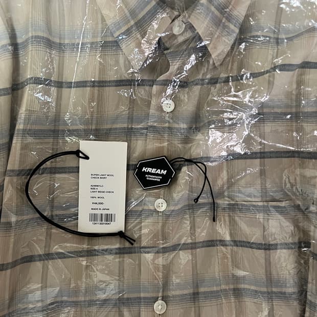 오라리 슈퍼 라이트 울 체크 셔츠 라이트 베이지 4사이즈