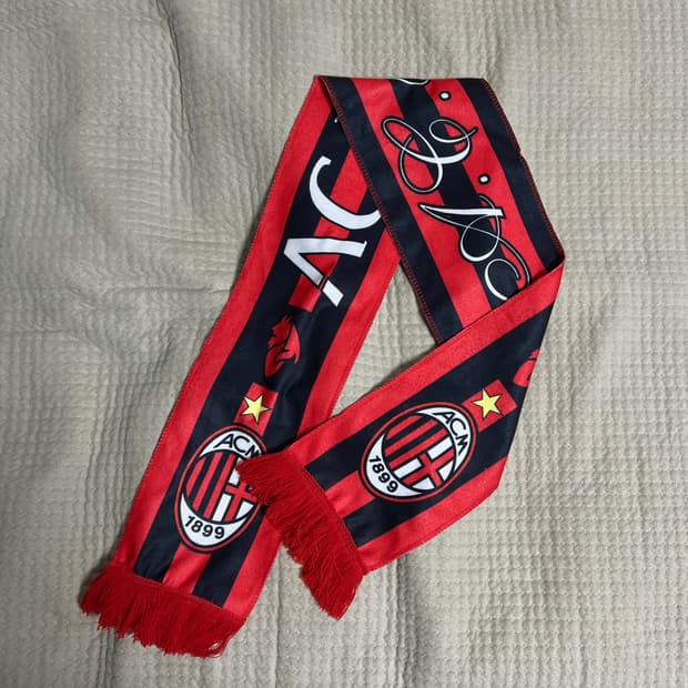 AC밀란 축구 스카프 레드 블랙