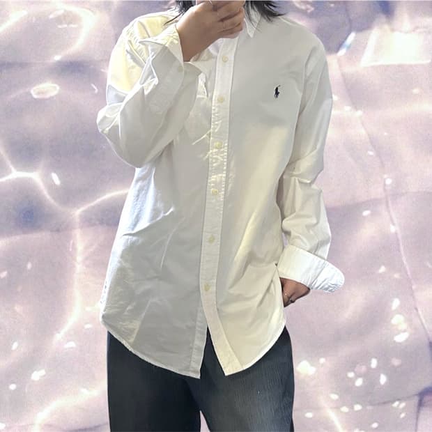 폴로 랄프로렌 신형 큐알 솔리드 셔츠 화이트 M