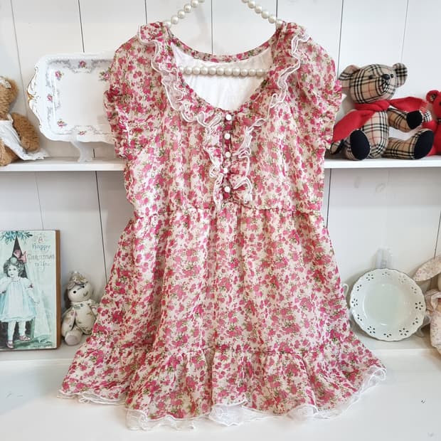 플로럴 프릴 튜닉 원피스