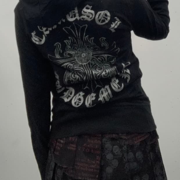 재패니즈 십자가 펑크 후드집업