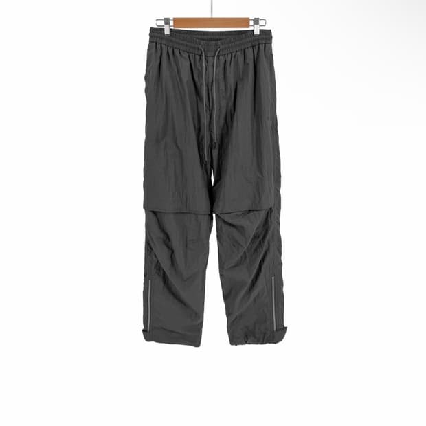 [44] 준지 남성 와이드 레그 드로우스트링 나일론 팬츠 그레이