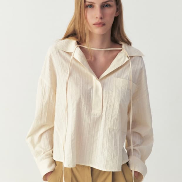 (m) 아티드 도비 코튼 스트랩 셔츠