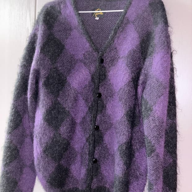 Needles 니들스 모헤어 아가일 퍼플x블랙 가디건 XS