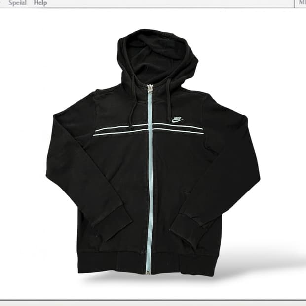 나이키 블랙 스카이블루 포인트 후드집업