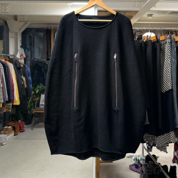 Addict noir 울 지퍼 케이프